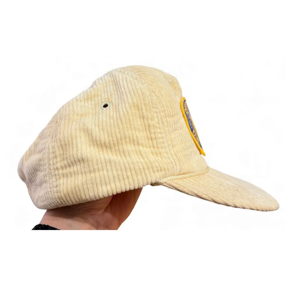 Vintage Official US Taxpayer Corduroy Rope Hat Adult Beige Adjustable Patch